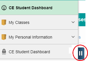 Sidebar showing the collapser button