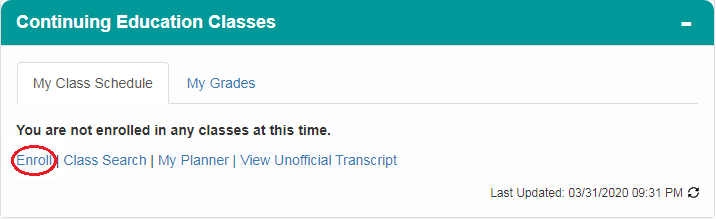 Image showing the Enroll link